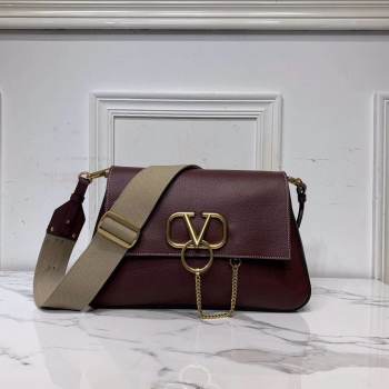 VALENTINO Origianl leather shoulder bag V0888 Burgundy