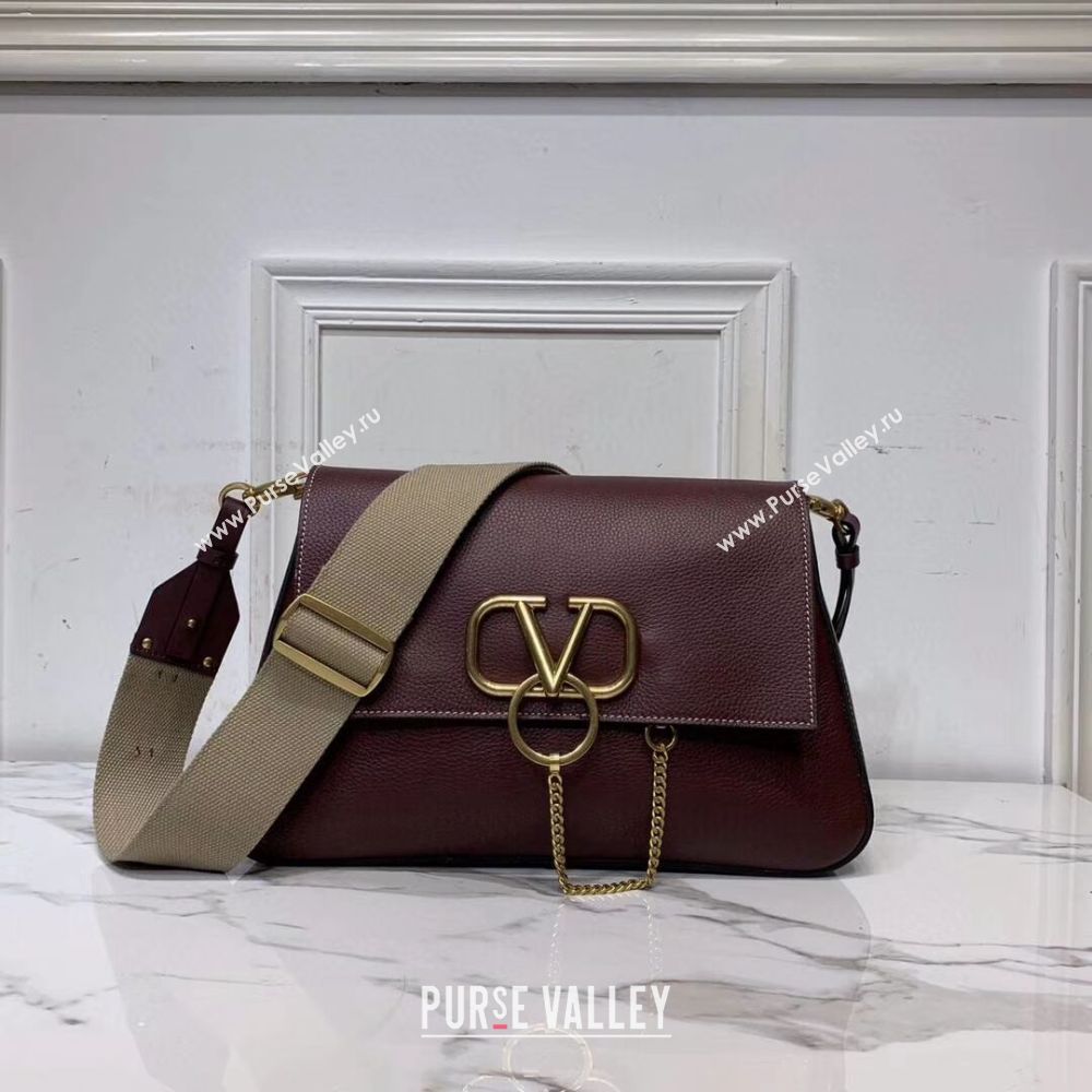 VALENTINO Origianl leather shoulder bag V0888 Burgundy