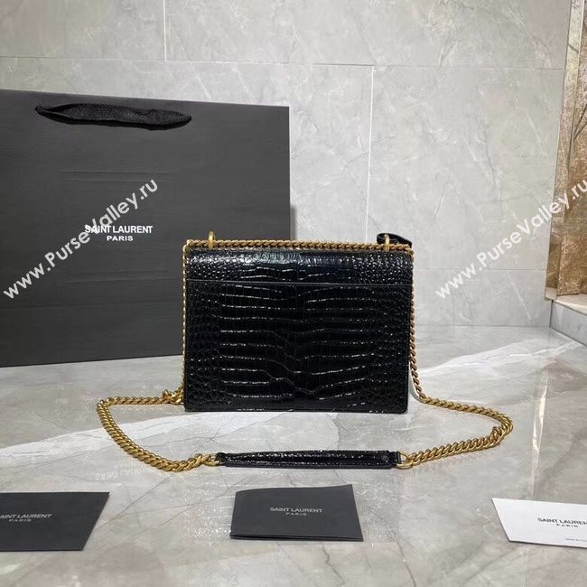 Yves Saint Laurent Calfskin Leather Shoulder Bag Y542206A Black&gold-Tone Metal