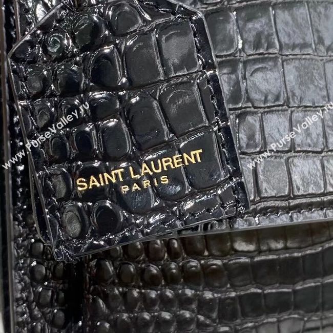 Yves Saint Laurent Calfskin Leather Shoulder Bag Y542206A Black&gold-Tone Metal