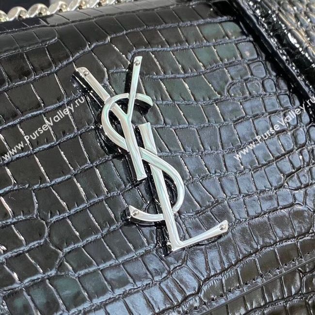 Yves Saint Laurent Calfskin Leather Shoulder Bag Y542206A Black&silver-Tone Metal