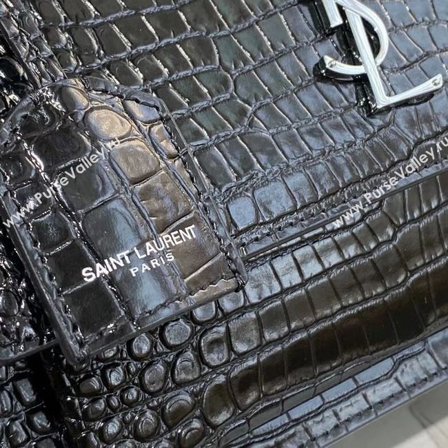 Yves Saint Laurent Calfskin Leather Shoulder Bag Y542206A Black&silver-Tone Metal