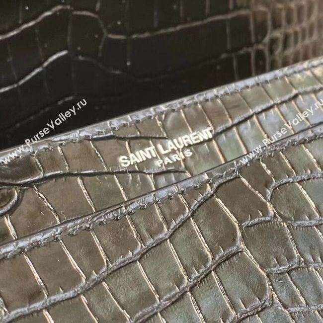 Yves Saint Laurent Calfskin Leather Shoulder Bag Y542206A Black&silver-Tone Metal