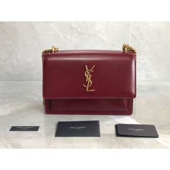 Yves Saint Laurent Calfskin Leather Shoulder Bag Y542206B red