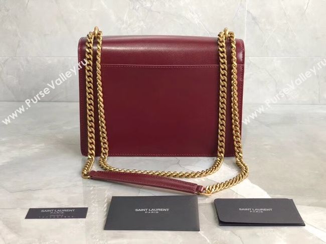 Yves Saint Laurent Calfskin Leather Shoulder Bag Y542206B red